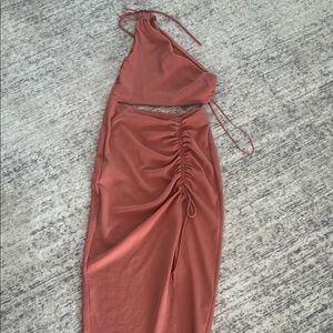 Zara One Shoulder Rust Dress